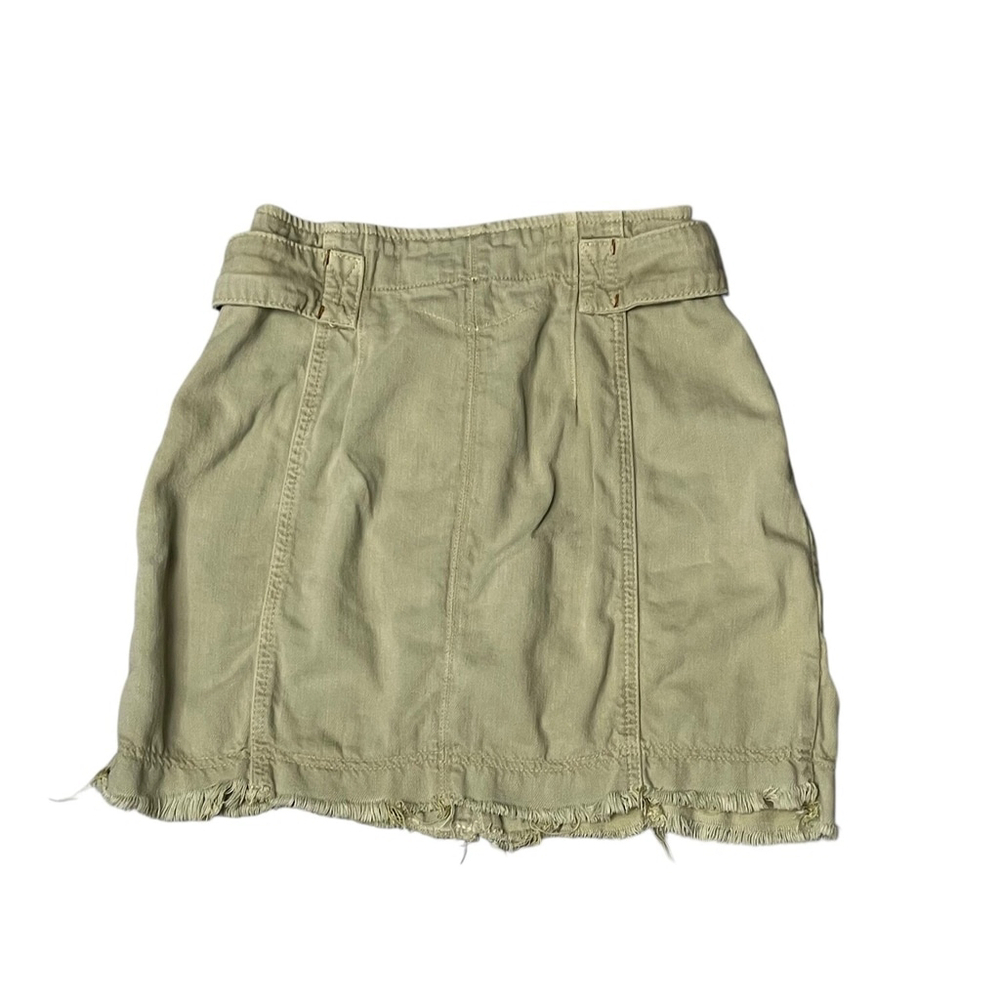 Free People Alpha Utility Green Raw Hem Skirt Size 10 - Picture 3 of 6
